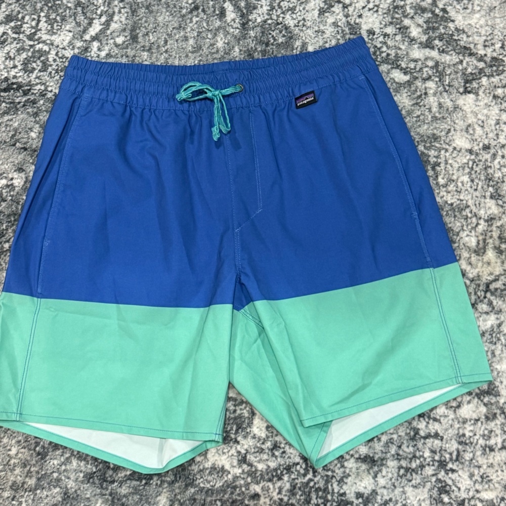 Patagonia Men's Blue and Green Swim Shorts